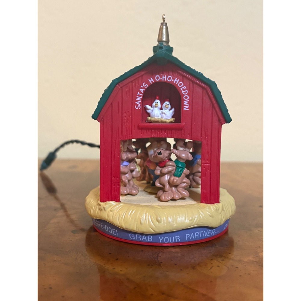 Hallmark Keepsake Magic Ornament Santa's Ho-Ho-Hoedown 1990 Light Motion Vintage